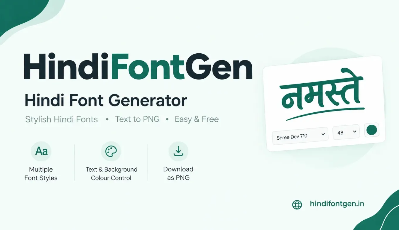Hindi Font Generator preview showing Hindi text in multiple font styles